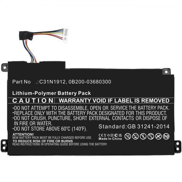 CoreParts MBXAS-BA0312 ricambio per laptop Batteria (Laptop Battery for Asus - 41.04Wh 11.4V 3600mAh Battery - for Asus Notebook, Laptop, 41.04Wh Li-Polymer 11.4V 3600mAh, Black for E410MA, - Warrant