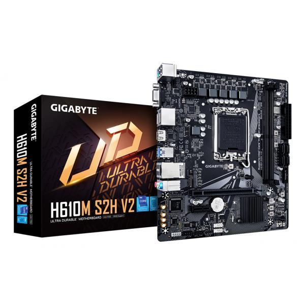 GIGABYTE H610M S2H V2 Scheda Madre - Supporta CPU Intel Core di 14a generazione, 4+1+1 Fasi Ibride VRM Digitale, fino a 5600MHz DDR5, 1xPCIe 3.0 M.2, GbE LAN, USB 3.2 Gen 1 (Gigabyte H610M S2H V2 Int