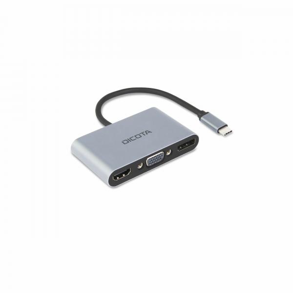 DICOTA D32064 docking station per dispositivo mobile Tablet/Smartphone/Laptop Argento (USB-C PORTABLE 5-IN-1 DOCKING - STATION 4K HDMI/DP PD 100W)