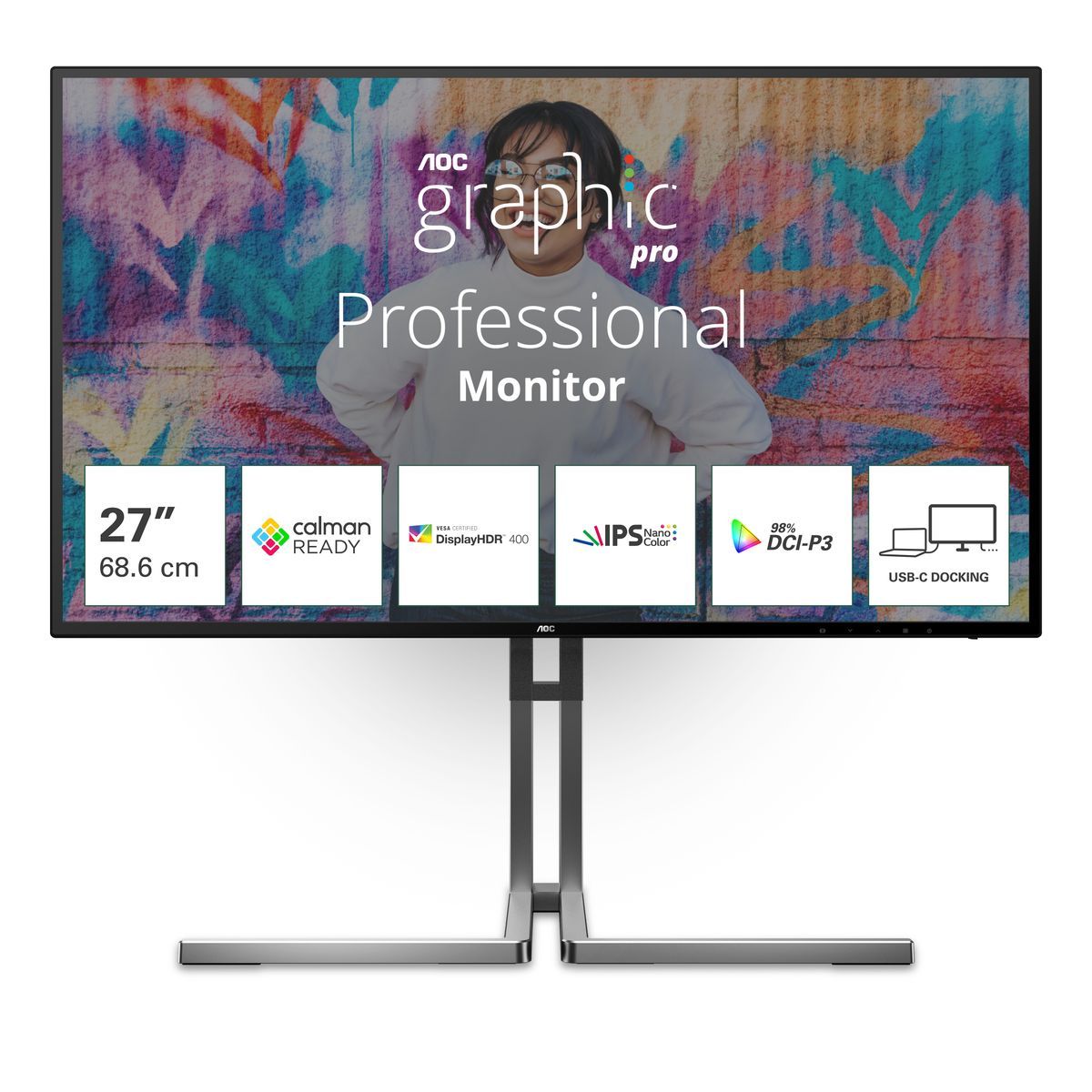 AOC U3 U27U3CV Monitor PC 68,6 cm [27] 3840 x 2160 Pixel 4K Ultra HD LCD Nero (AOC MONITOR 27 3840X2160 NANO - IPS 60HZ 2XHDMI 1XDP)