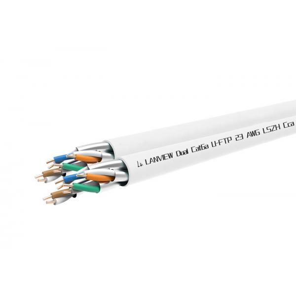 Lanview LVN122163 cavo di rete Bianco 305 m Cat6a U/FTP [STP] (Cat6a U-FTP Dual Network - Cable 4x2xAWG23 LSZH white - 305m, Fire class: Cca - Warranty: 300M)
