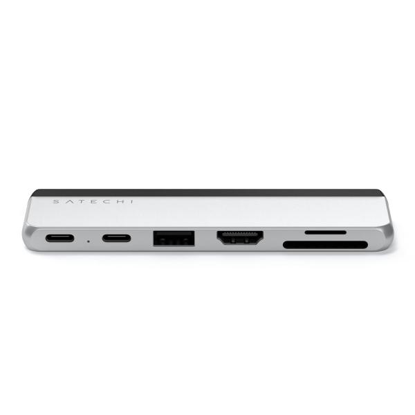 Satechi ST-HSP9P replicatore di porte e docking station per laptop USB 3.2 Gen 2 [3.1 Gen 2] Type-C Argento (Satechi Dual USB-C Hub - dockingstatio)