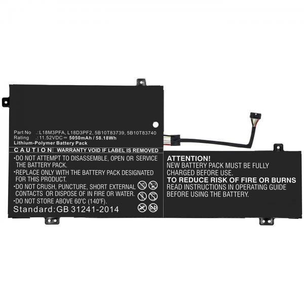 CoreParts MBXLE-BA0242 ricambio per laptop Batteria (Laptop Battery for Lenovo - 58.18Wh 11.52V 5050mAh - 58.18Wh Li-Pol 11.52V 5050mAh Black for Lenovo Notebook, Laptop Yoga C740, YOGA - Warranty: 1