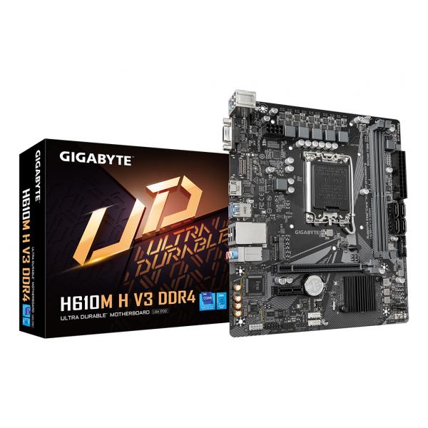 GIGABYTE H610M H V3 DDR4 Scheda madre - Supporta processori Intel Core 14th CPUs, 4+1+1 Hybrid Phases Digital VRM, up to 3200MHz DDR4, 1xPCIe 3.0 M.2, GbE LAN, USB 3.2 Gen 1 (Gigabyte H610M H V3 DDR4