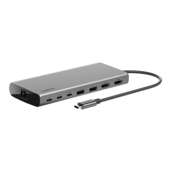 Belkin INC015BTSGY-CZ replicatore di porte e docking station per laptop Cablato USB 3.2 Gen 1 [3.1 Gen 1] Type-C Alluminio (USB-C 8-IN-1 DUAL DISPLAY HHUB - )