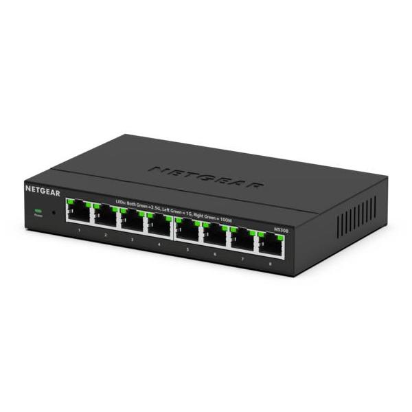 NETGEAR MS308 Non gestito 2.5G Ethernet [100/1000/2500] Nero (8-PORT 2.5G UNMANAGED SWITCH - MULTI-GIGABIT METAL FANLESS)