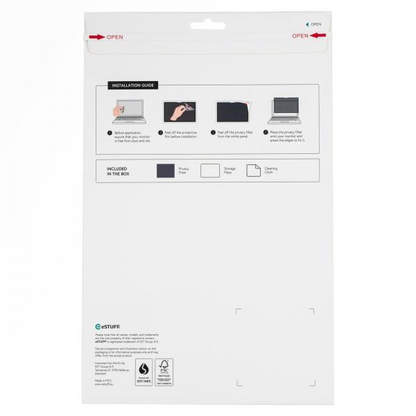 eSTUFF GLBW13286190 schermo anti-riflesso 34,3 cm [13.5] Computer portatile Filtro per la privacy senza bordi per display (Adhesive Privacy Filter 13.5 - 286 mm x 190 mm 3:2. Supports - touch screens