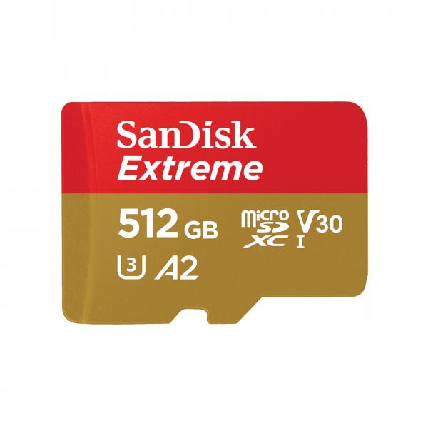 SANDISK EXTREME MICROSDXC 512GB INC SD ADAPTER + 1 YEAR