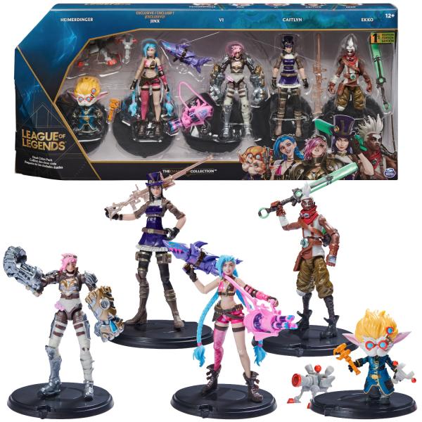 League of Legends , confezione Città gemelle con personaggi esclusivi Jinx, Heimerdinger, Vi, Caitlyn ed Ekko, personaggi collezionabili da 10,2 cm, accessori, dai 12 anni in su (League of Legends LG