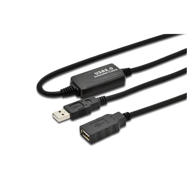 Microconnect USBAAF20A cavo USB USB 2.0 20 m USB A Nero (Active USB 2.0 ext. cable, 20m - Integrated booster for a - loss-less signal transmission - Warranty: 300M)