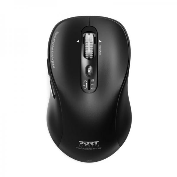 Port Designs 900707C mouse Casa Mano destra RF senza fili + Bluetooth 3200 DPI ([New] Port Design - Black FreeWheel BLUETOOTH & WIRELESS & RECHARGEABLE EXPERT MOUSE 900707C)