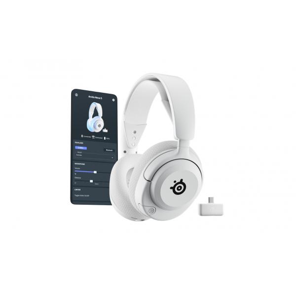 Steelseries Arctis Nova 5P Wireless Auricolare A Padiglione Gaming USB tipo-C Bluetooth Bianco (STEELSERIES ARCTIS NOVA 5 WIRELESS 61671 WHITE)