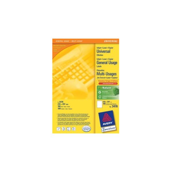 Avery Multi-Function Labels Bianco (AveryAvery Zweckform A4 210 x 297 mm,)