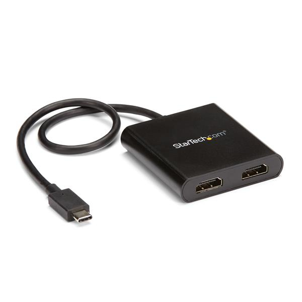 StarTech.com Adattatore USB-C a doppio HDMI, MST Hub USB Tipo C multi monitor, splitter HDMI 4K 30Hz per laptop USB type C, HDR, cavo integrato extra-lungo da 30cm - Solo Windows (StarTech.com 2-Port