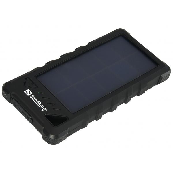 Sandberg Outdoor Solar Powerbank 16000 (Outdoor Solar Powerbank 16000 - Outdoor Solar Powerbank - 16000, Black, Universal, Lithium-Ion [Li-Ion], 16000 mAh, Solar, 5 V - Warranty: 60M)
