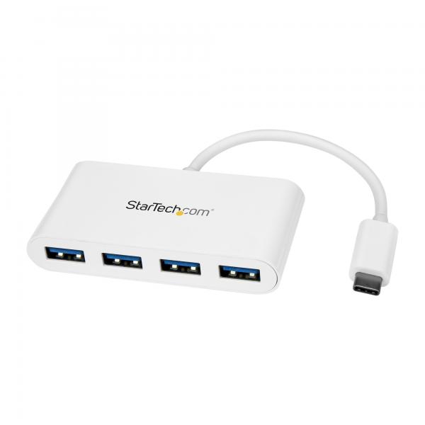 StarTech.com Hub USB-C a 4 porte USB 3.0 - USB-C a 4x USB-A - Alimentato via bus - Bianco (4 PORT USB C HUB USB 3.0 TYPE C - EXPANSION HUB LAPTOP USBC DONGLE)