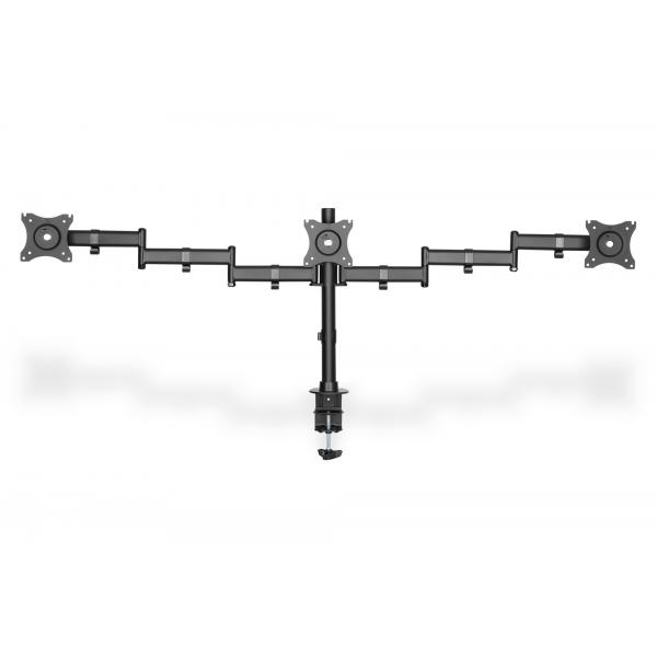 Digitus Supporto per tre monitor, 3x 27, 3x 8 kg (TRIPPLE MONITORSTAND WITH CLAMP - 15-27IN TFT 3X8KG VESAMAX100X100)