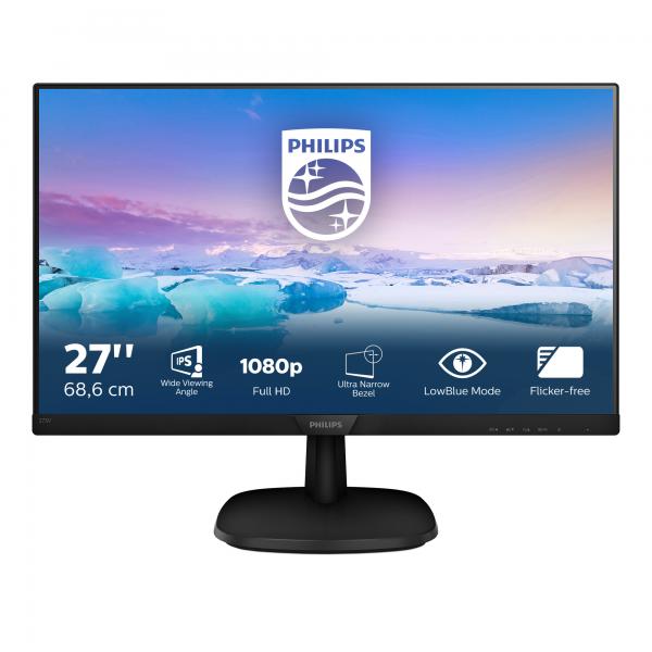 Philips V Line Monitor LCD Full HD 273V7QDSB/00 (27 1920x1080 IPS - V Line Full HD LCD monitor - 273V7QDSB/00, 68.6 cm [27], 1920 x 1080 pixels, Full HD, LED, 4 ms, Black - Warranty: 24M)