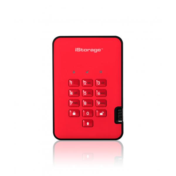 iStorage diskAshur 2 disco rigido esterno 500 GB 5400 Giri/min USB tipo A 3.2 Gen 1 [3.1 Gen 1] Rosso (diskAshur2 256-bit 500GB - Red)