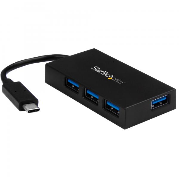 StarTech.com Hub USB-C a 4 Porte - Hub USB Type-C con 4 Porte USB-A [USB 3.0/3.1 Gen 1 SuperSpeed 5Gbps] - Adattatore Portatile USB-C/USB-A - Hub di Ricarica BC 1.2 Autoalimentato da Bus USB o con Al