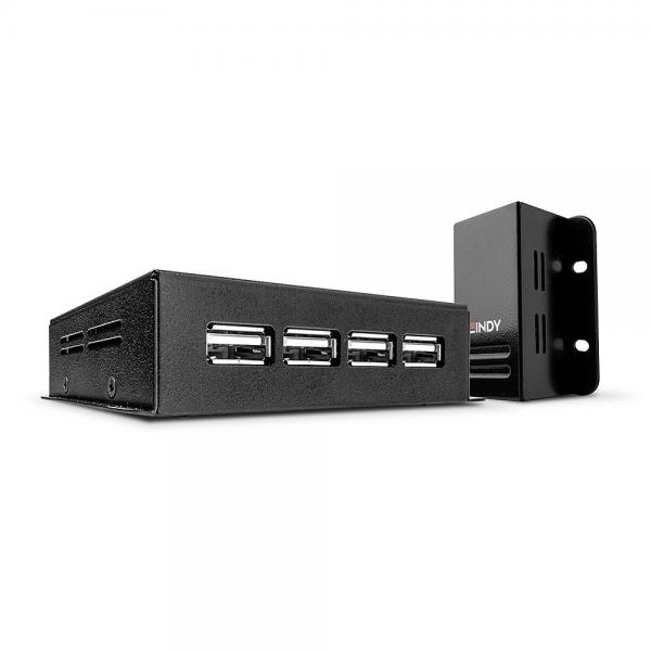 Lindy 42681 moltiplicatore di rete Ricevitore e trasmettitore di rete Nero (USB 2.0 Cat.5 Extender 50m, - Power over RJ45 - Warranty: 24M)