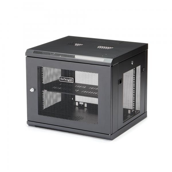 StarTech.com Armadio Rack 19 9U a 4 Montanti a Muro - Server Rack 19 Pollici con Ripiano 1U per Switch e Dispositivi di Rete/AV/IT - Rack Dati Venitlato montabile a parete (WALL MOUNT NETWORK SWITCH