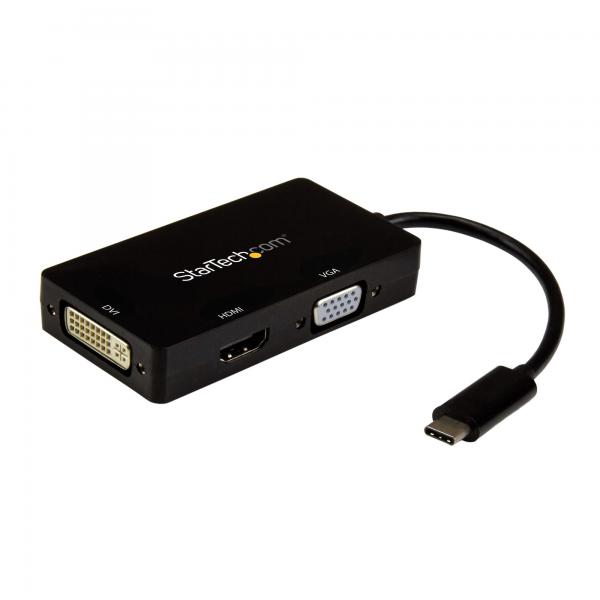 StarTech.com Adattatore Multiporta USB-C - Scheda Grafica Esterna 3 in 1 USB Tipo-C a HDMI, DVI o VGA (USB C MULTIPORT ADAPTER DONGLE - TYPE-C TO HDMI VGA DVI CONVERTER)