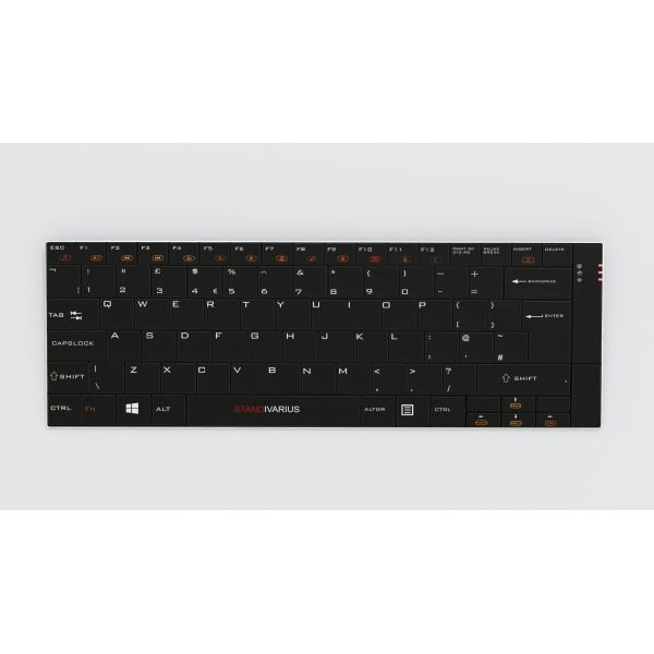 STANDIVARIUS Solo X tastiera Universale RF senza fili + Bluetooth QWERTY Inglese UK Alluminio, Nero (Standivarius Solo X 2.4Ghz wireless- rechargeable keyboard. Ultra-slim- compact design for mobile