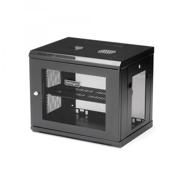 StarTech.com Armadio Rack 19 9U a 2 Montanti a Muro - Server Rack 19 Pollici con Ripiano 1U per Switch e Dispositivi di Rete/AV/IT - Rack Dati Venitlato montabile a parete (WALL MOUNT NETWORK SWITCH