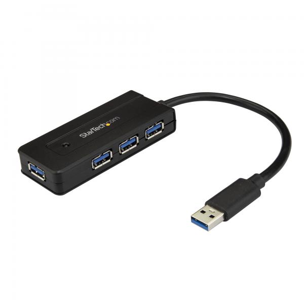 StarTech.com Hub USB 3.0 a 4 porte - Mini Hub USB con porta di ricarica - Include Adattatore di Alimentazione (4 PORT USB 3.0 HUB MINI LAPTOP - USB EXPANSION HUB - USB SPLITTER)