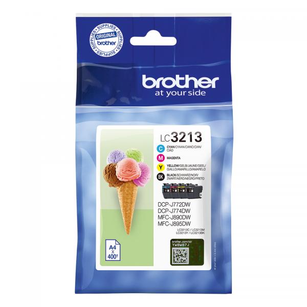 Brother LC3213VAL cartuccia d'inchiostro 4 pz Originale Resa elevata [XL] Nero, Ciano, Magenta, Giallo (Tinte Brother LC-3213VAL Value Pack)