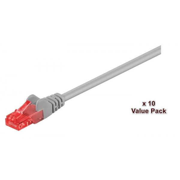 Microconnect V-UTP610VP cavo di rete Grigio 10 m Cat6 U/UTP [UTP] (U/UTP CAT6 10M GREY 10 PACK - 1 pcs. = 10 pcs. in one bag - AWG 26, PVC - Warranty: 300M)