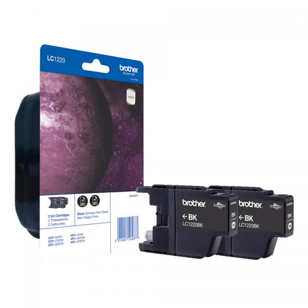 Brother LC1220BKBP2 cartuccia d'inchiostro 2 pz Originale Nero (Brother LC1220BKBP2 - 2 pakker - sort)