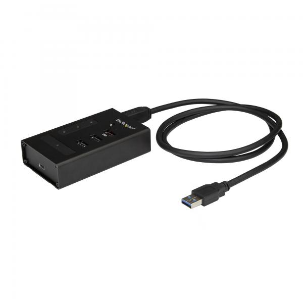 StarTech.com Hub USB 3.0 a 4 porte - USB Type-A a 1x USB-C e 3x USB-A - Hub USB commerciale in metallo - SuperSpeed USB 3.2 Gen 1 [5Gbps] - Autoalimentato - BC 1.2 Fast Charge - Montabile/Robusto (4