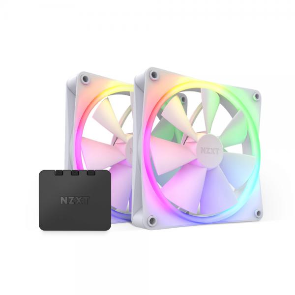 NZXT F140 RGB TWIN Case per computer, Processore Ventilatore 14 cm Bianco 2 pz (NZXT F140 RGB 140mm White 2-pack & RGB)