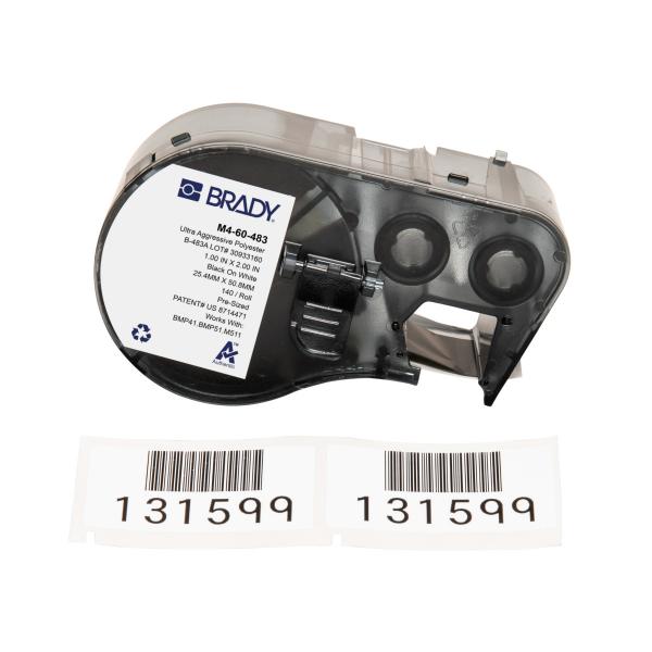 Brady M4-60-483 etichetta per stampante Nero, Bianco Etichetta per stampante autoadesiva (BMP41/BMP51/BMP53/M511 Label - Printer Labels)