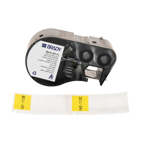 Brady M4-51-427-YL etichetta per stampante Nero, Giallo Etichetta per stampante autoadesiva (BMP41/BMP51/BMP53/M511 Label - Printer Labels)