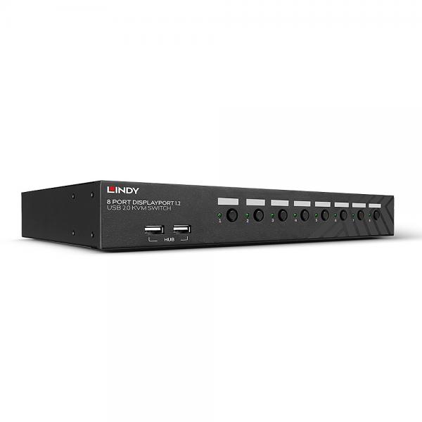 Lindy 39540 switch per keyboard-video-mouse [kvm] Montaggio rack Nero (8 Port DisplayPort 1.2, USB - 2.0 & Audio KVM Switch - Warranty: 24M)