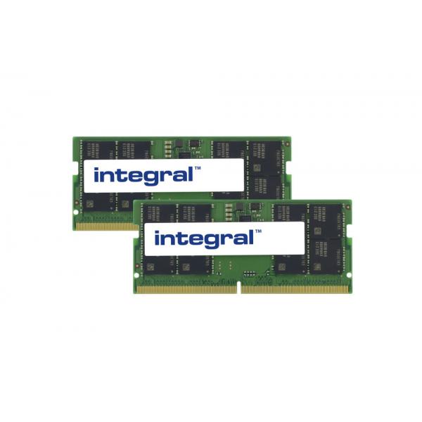 Integral KVR48S40BS8K2-32-IN memoria 32 GB 2 x 16 GB DDR5 262-pin SO-DIMM (32GB [2x16GB] LAPTOP RAM MODULE KIT DDR5 4800MTs PC5-38400 UNBUFFERED NON-ECC SODIMM 1.1V 2GX8 CL40 INTEGRAL)