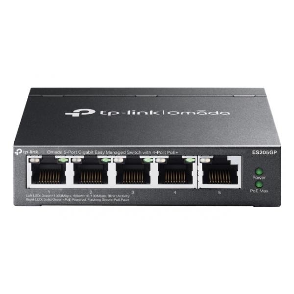 TP-Link Omada ES205GP switch di rete Gestito Gigabit Ethernet [10/100/1000] Supporto Power over Ethernet [PoE] Nero (TP-LINK Switch Omada ES205GP 5xGBit 4xPoE+ Managed)