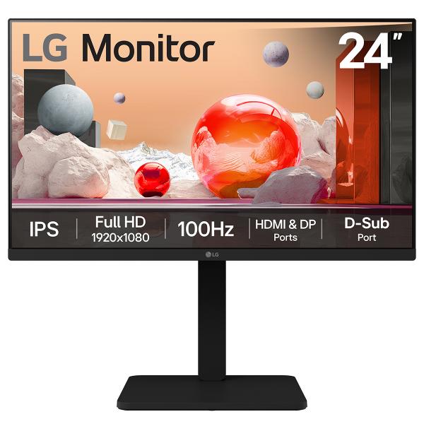 LG 24BA450-B Monitor PC 60,5 cm [23.8] 1920 x 1080 Pixel Full HD Nero (LG 24BA450-B - LED monitor - 24 [23.8 viewable] - 1920 x 1080 Full HD [1080p] @ 100 Hz - IPS - 250 cd/m? - 1300:1 - 5 ms - HDMI,