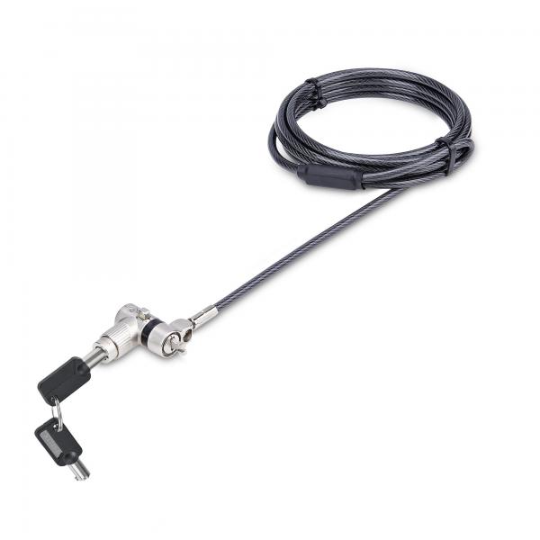 StarTech.com Cavo di sicurezza universale 3 in 1 per laptop da 2m, cavo antifurto resistente al taglio con chiave master, compatibile con Noble Wedge&reg;/Nano/K-Slot (3-IN-1 UNIVERSAL LAPTOP LOCK -