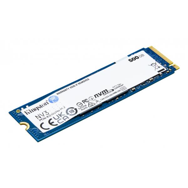Kingston Technology 500G NV3 M.2 2280 NVMe SSD (Kingston NV3 [SNV3S/500G] 500GB NVMe SSD, M.2 Interface, PCIe Gen4, 2280, Read 6000 MB/s, Write 2200 MB/s, 3 Year Warranty)