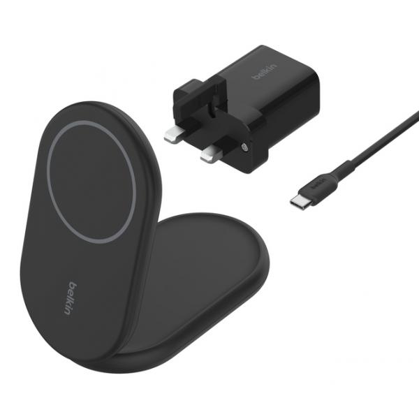 Belkin WIB007MYBK Caricabatterie per dispositivi mobili Cuffie, Smartphone Nero USB Carica wireless Ricarica rapida Interno (BOOSTCHARGE QI2 15W MAGNETIC BLACK)