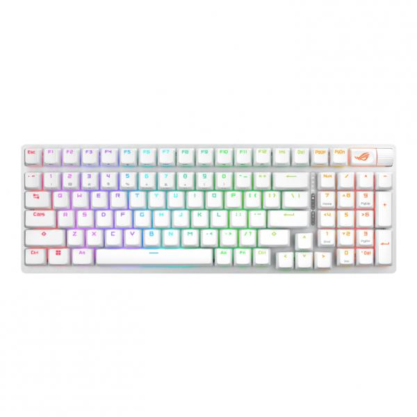 ASUS ROG Strix Scope II 96 Wireless tastiera Gaming USB + RF Wireless + Bluetooth Bianco (ASUS ROG Strix Scope II 96 Wireless Keyboard Wht - NX Snow) - Versione UK