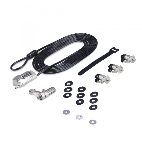 StarTech.com Kit di sicurezza per computer portatili/desktop e periferiche, blocco di sicurezza antifurto, K-Slot, cavo in acciaio da 3m, 3 dispositivi, serratura a 4 cifre ripristinabile dall'utente