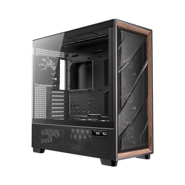 Antec FLUX PRO EUV Full Tower Nero, Legno (Antec Flux PRO Full Tower PC Case with Tempered Glass, Black/Wood, 6 Pre-Installed Fans, USB Type-C, E-ATX/ATX/mATX/mITX Compatibility)