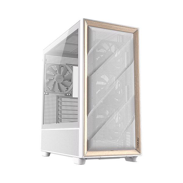 Antec FLUX Midi Tower Bianco (Antec FLUX Mid Tower PC Case - Tempered Glass, White/Wood, 5 PWM Fans, USB-C, E-ATX/ATX/mATX/ITX Compatibility)