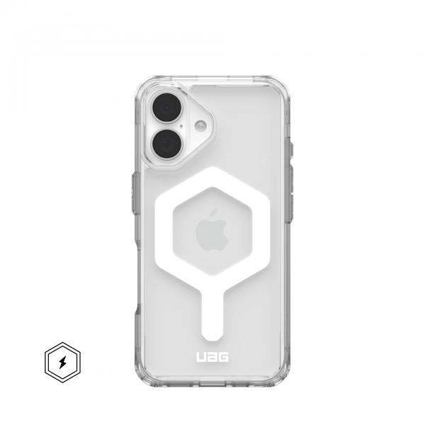 Urban Armor Gear Plyo custodia per cellulare 15,5 cm [6.1] Cover Trasparente, Bianco (UAG Plyo Magsafe for iPhone 16 - Ice/W)