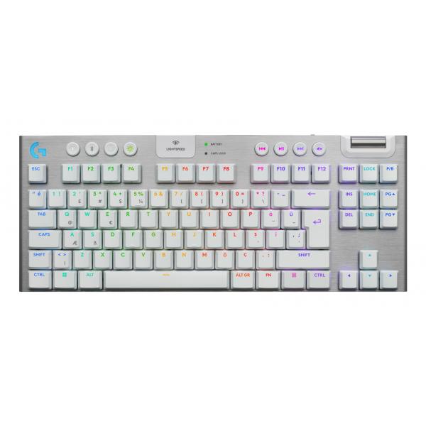 Logitech G G915 X Lightspeed tastiera Gaming USB + RF Wireless + Bluetooth QWERTY US International Bianco (G915 X LIGHTSPEED TKL WRLS G KB - WHITE - US INTL - EMEA28I-935) - Versione Tedesca